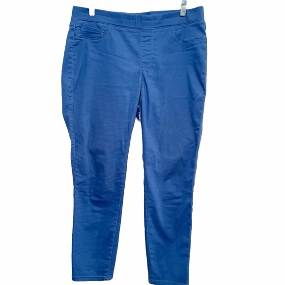 Royal Blue Ankle-Length Pants with Elastic Waist - Picture 1 of 7